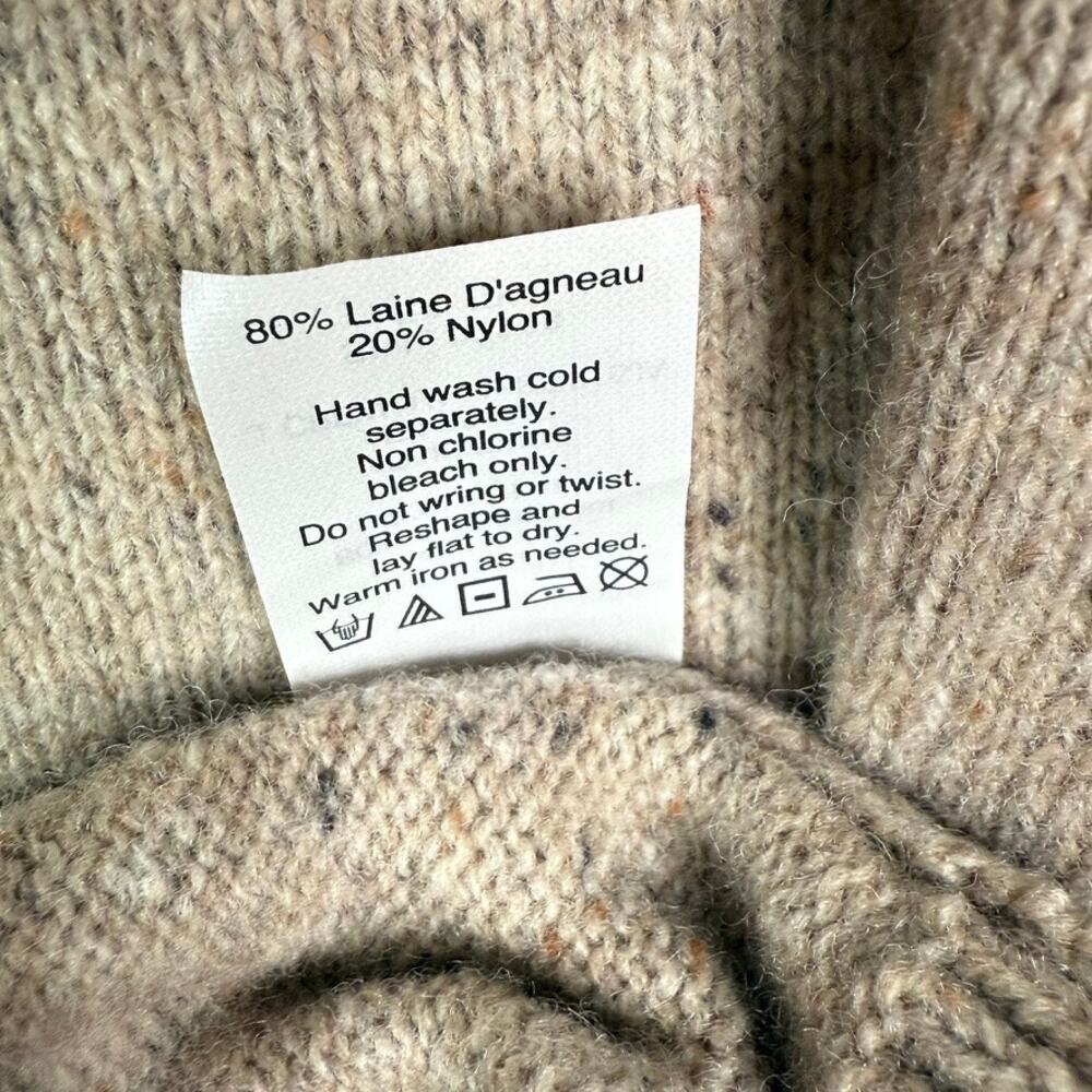 J.Crew Donegal Elbow Patch Sweater 05113 Tan Brown Mens Large Lambs Wool - Picture 10 of 10